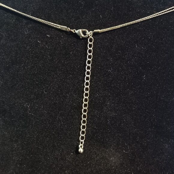 Silver-Toned Double Layered Necklace with Brown and Gray Beads, 20" - Picture 2 of 2